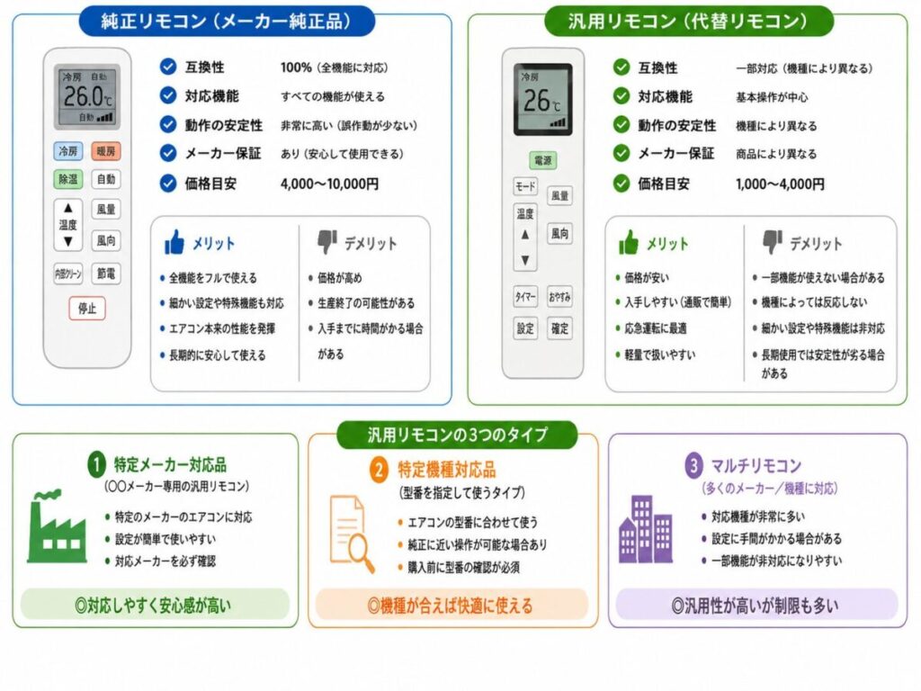 リモコンをなくした時の代替リモコン(純正・汎用)
