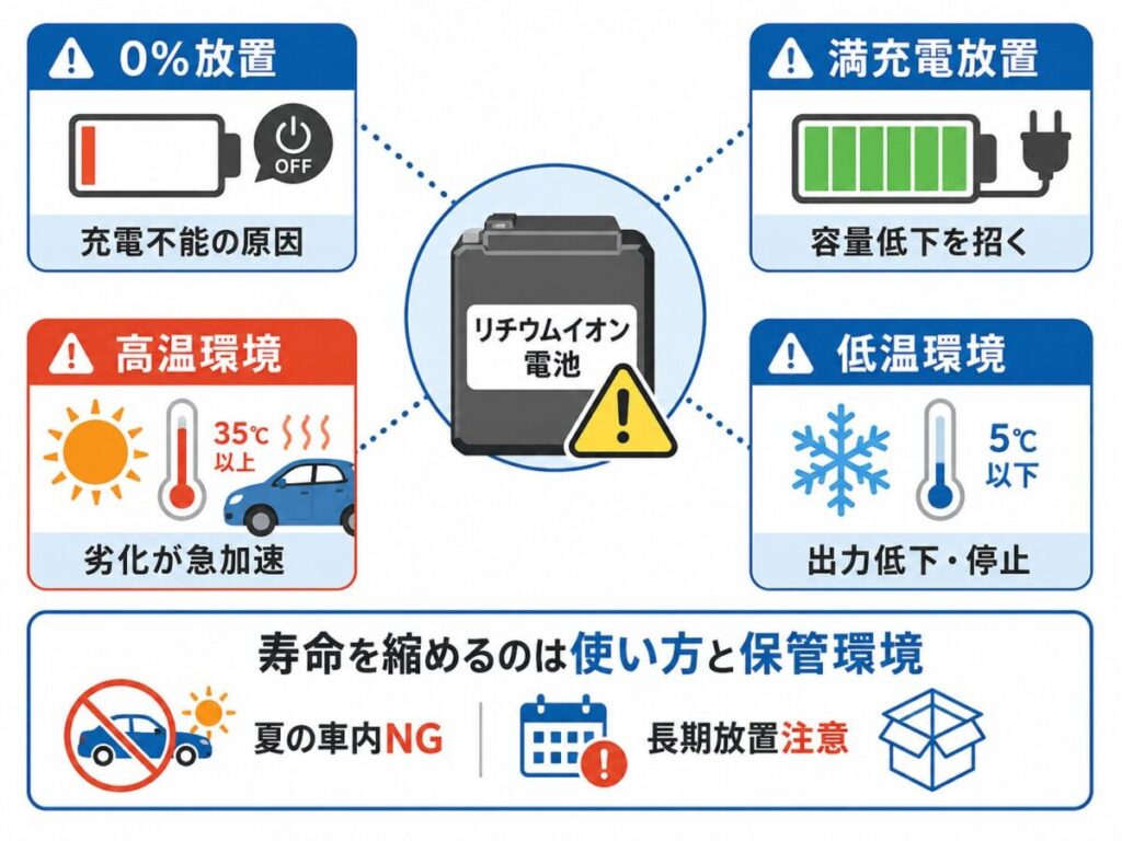 使用頻度・保管方法がバッテリー寿命に与える影響