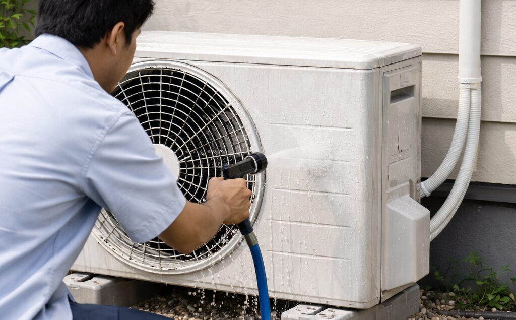 エアコン室外機掃除