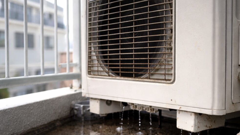 エアコン 室外機 下から水
