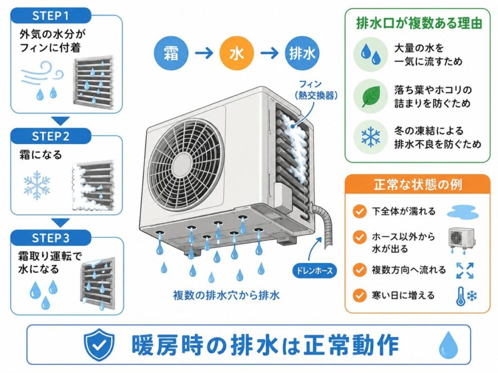 室外機から水が出る理由|暖房時は正常動作