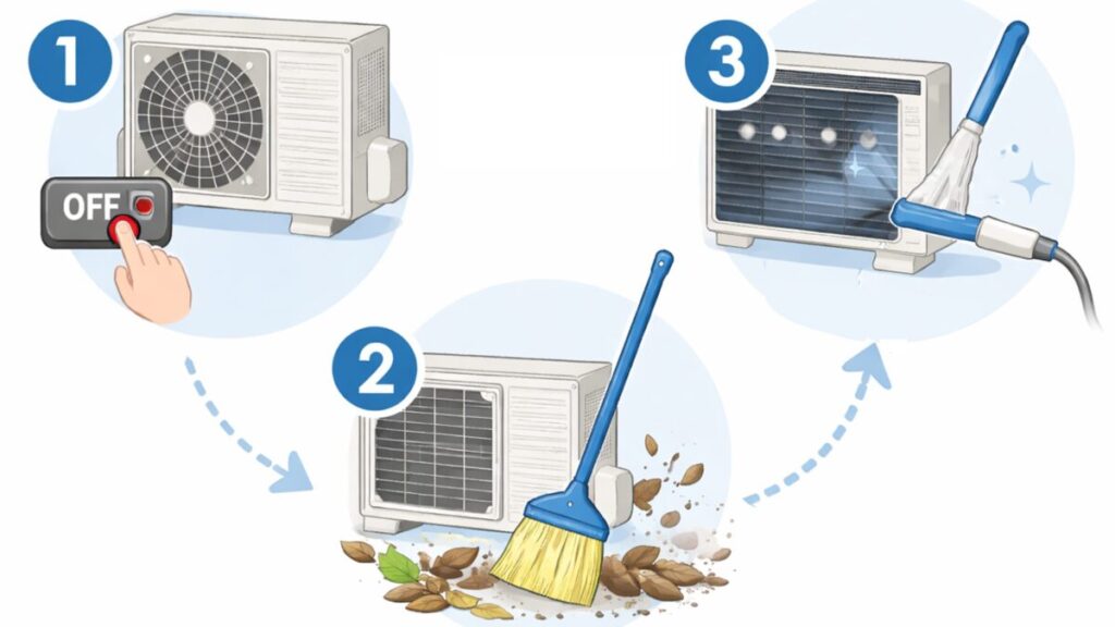 エアコン室外機掃除 自分で