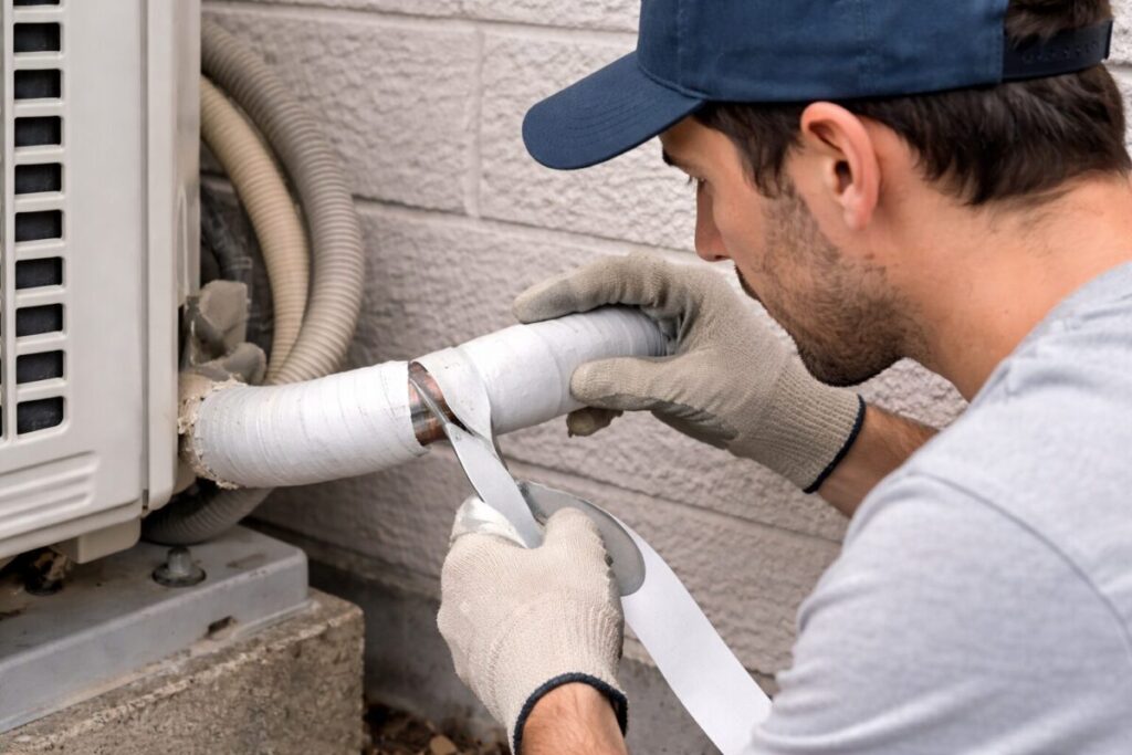 エアコン 室外機 銅管 むき出しはDIY補修