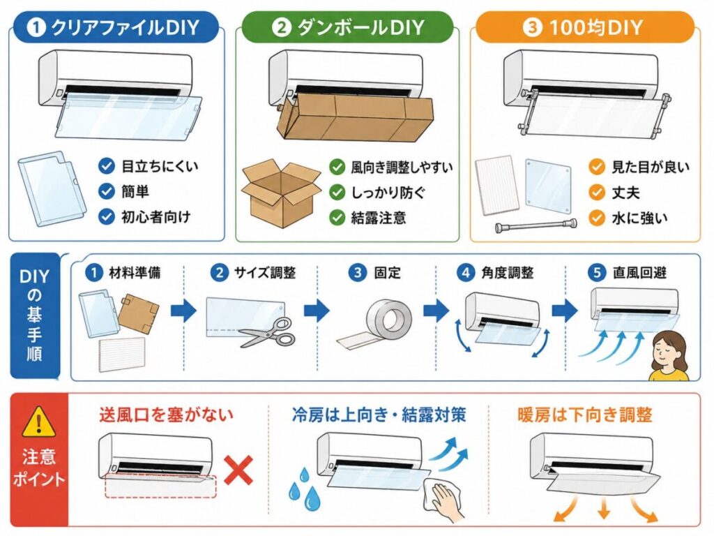 エアコン風よけを自作する方法