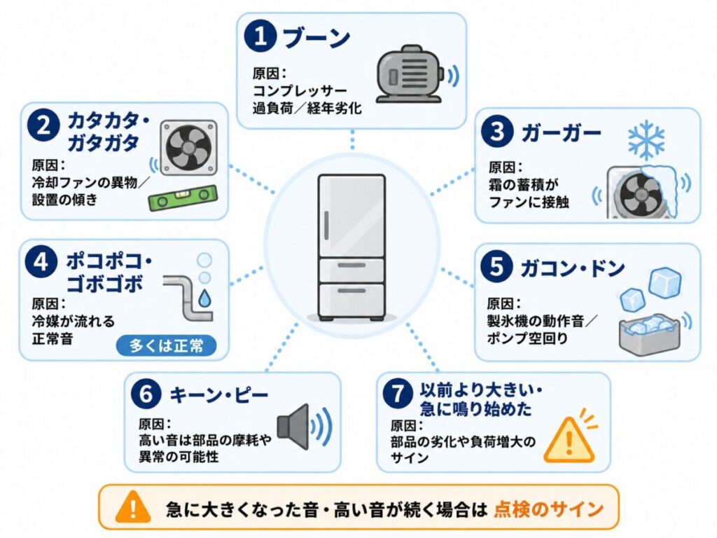 冷蔵庫の音がうるさくなる7つの原因