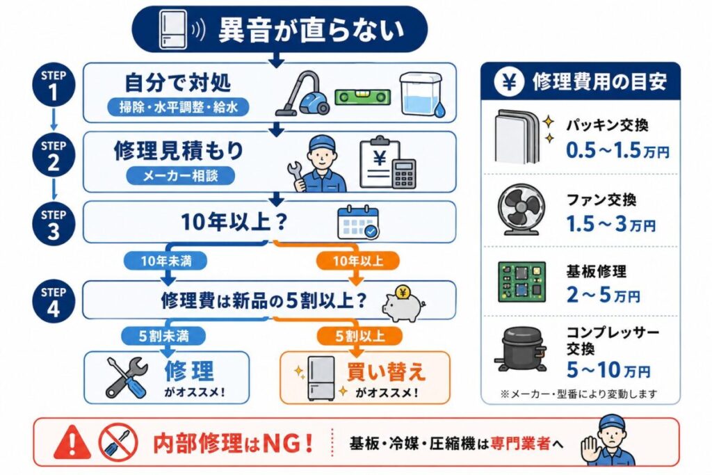 業者に頼む vs 買い替える|判断基準と費用の目安
