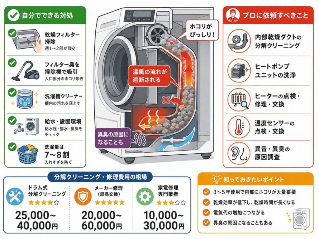 原因⑤　内部ダクトの深部ホコリ蓄積（プロ対応が必要）